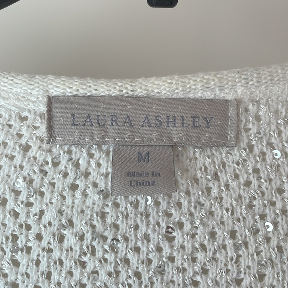 Laura Ashley Blue & Silver Sparkly Zip Up Cardigan - Picture 3 of 8